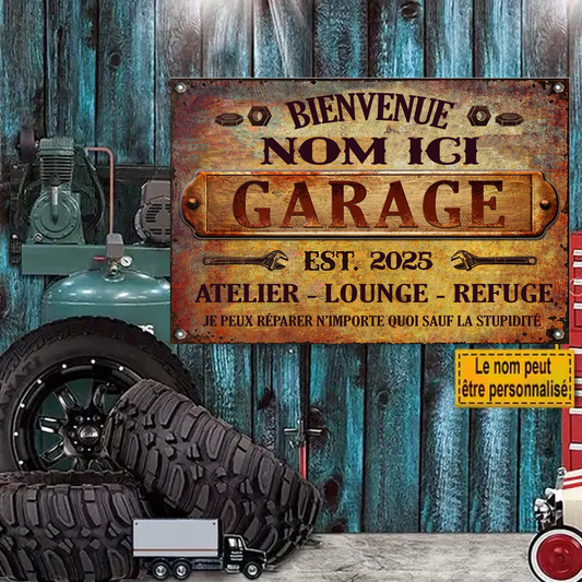 Atelier Lounge Refuge 1970 Personnalisé Enseigne En Métal