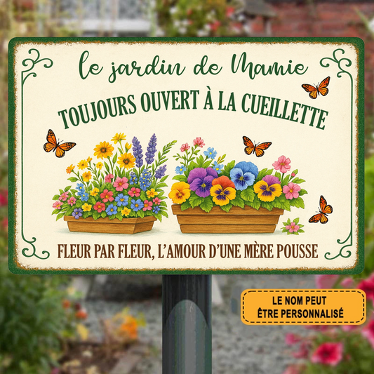 Le Jardin De Mamie 1974 Personnalisé Enseigne En Métal