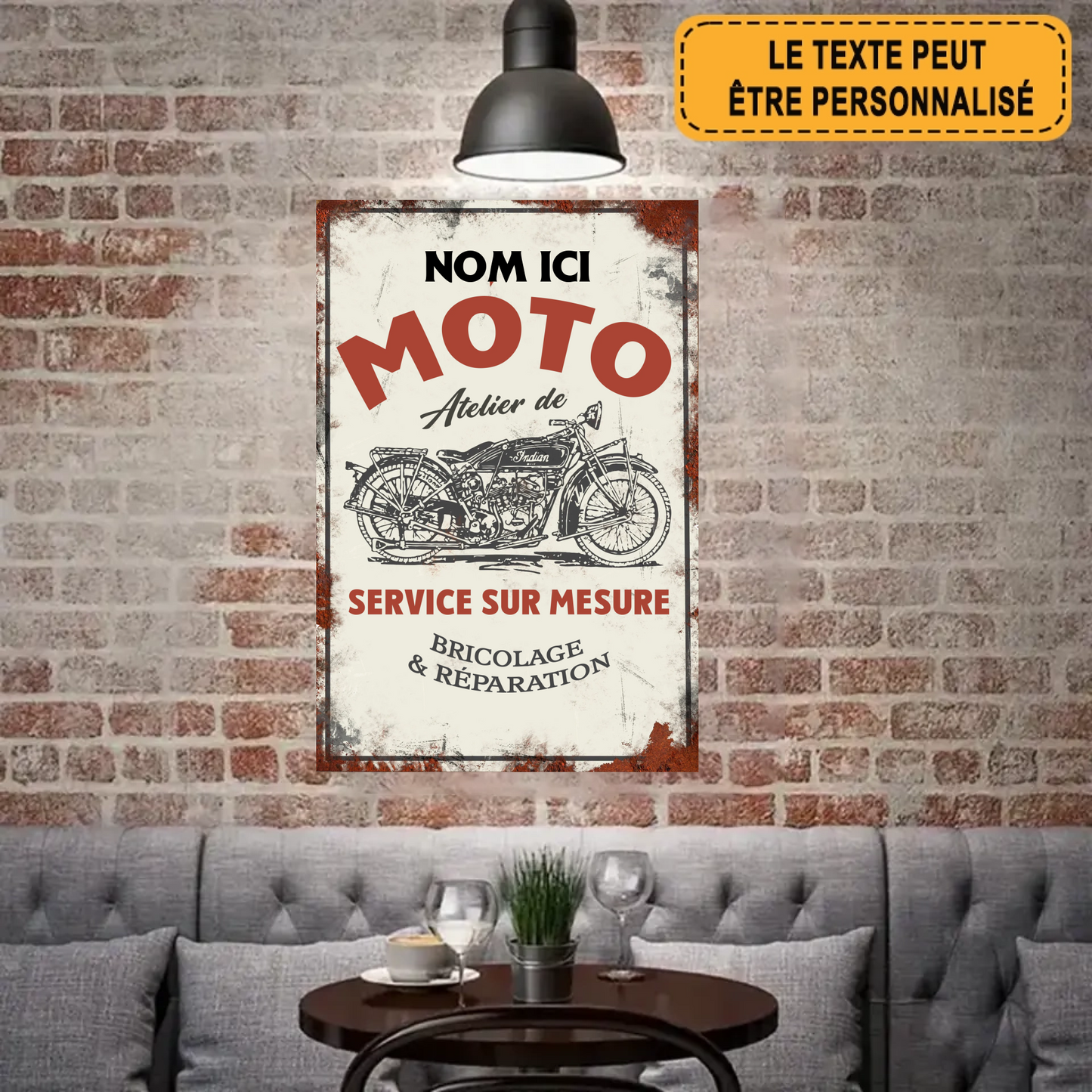 Atelier De Moto 1982 Personnalisé Enseigne En Métal
