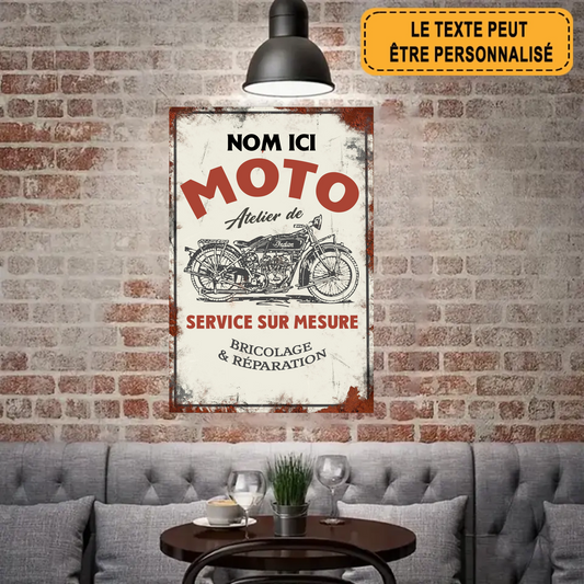 Atelier De Moto 1982 Personnalisé Enseigne En Métal