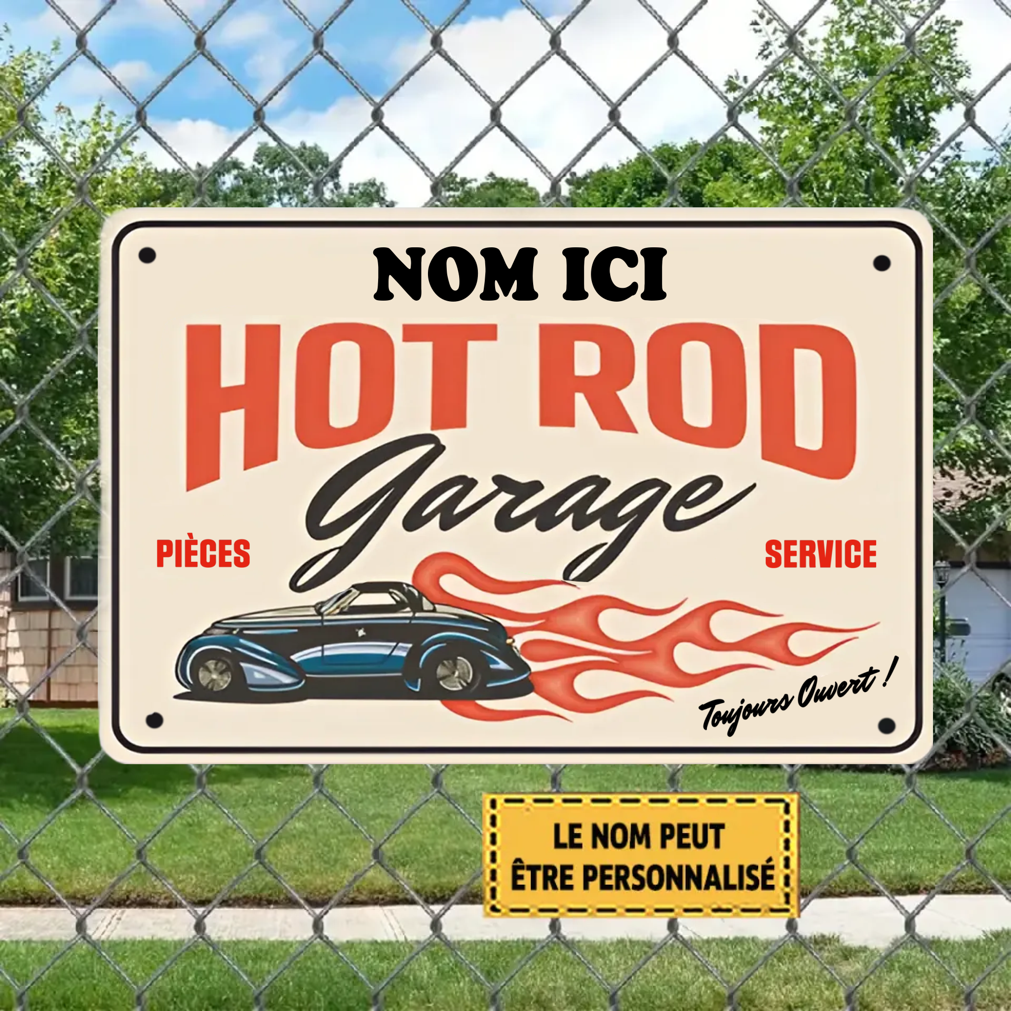 Hot Rod Toujours Ouvert  1987 Personnalisé Enseigne En Métal