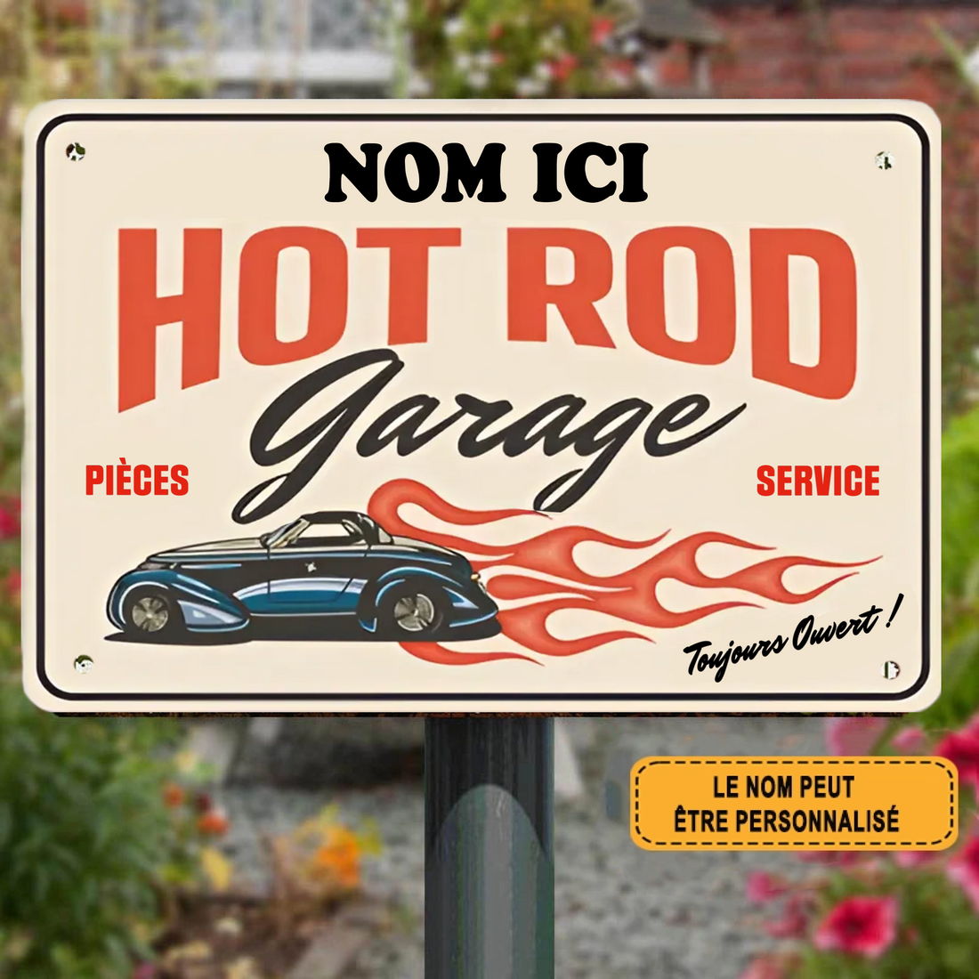 Hot Rod Toujours Ouvert  1987 Personnalisé Enseigne En Métal