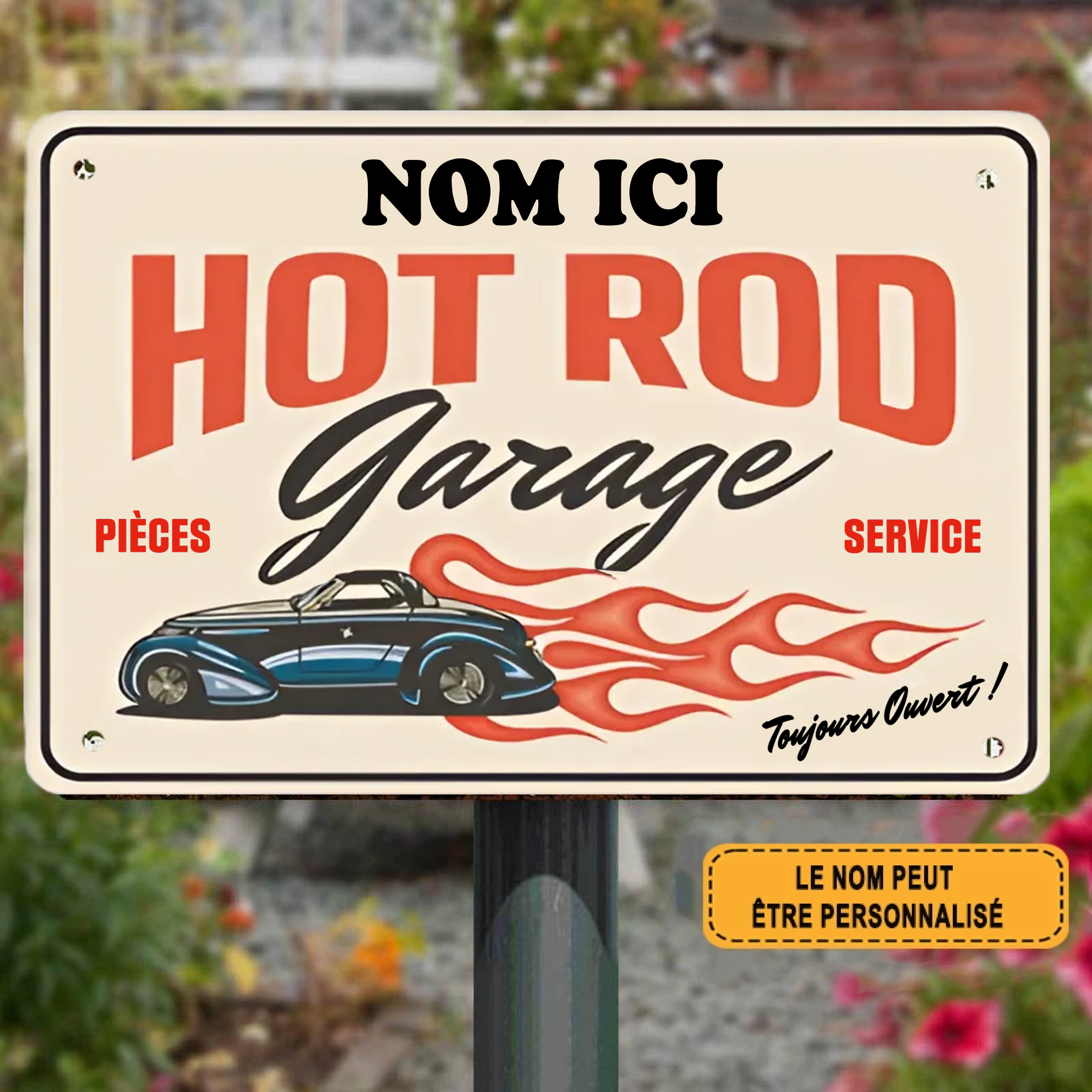 Hot Rod Toujours Ouvert  1987 Personnalisé Enseigne En Métal