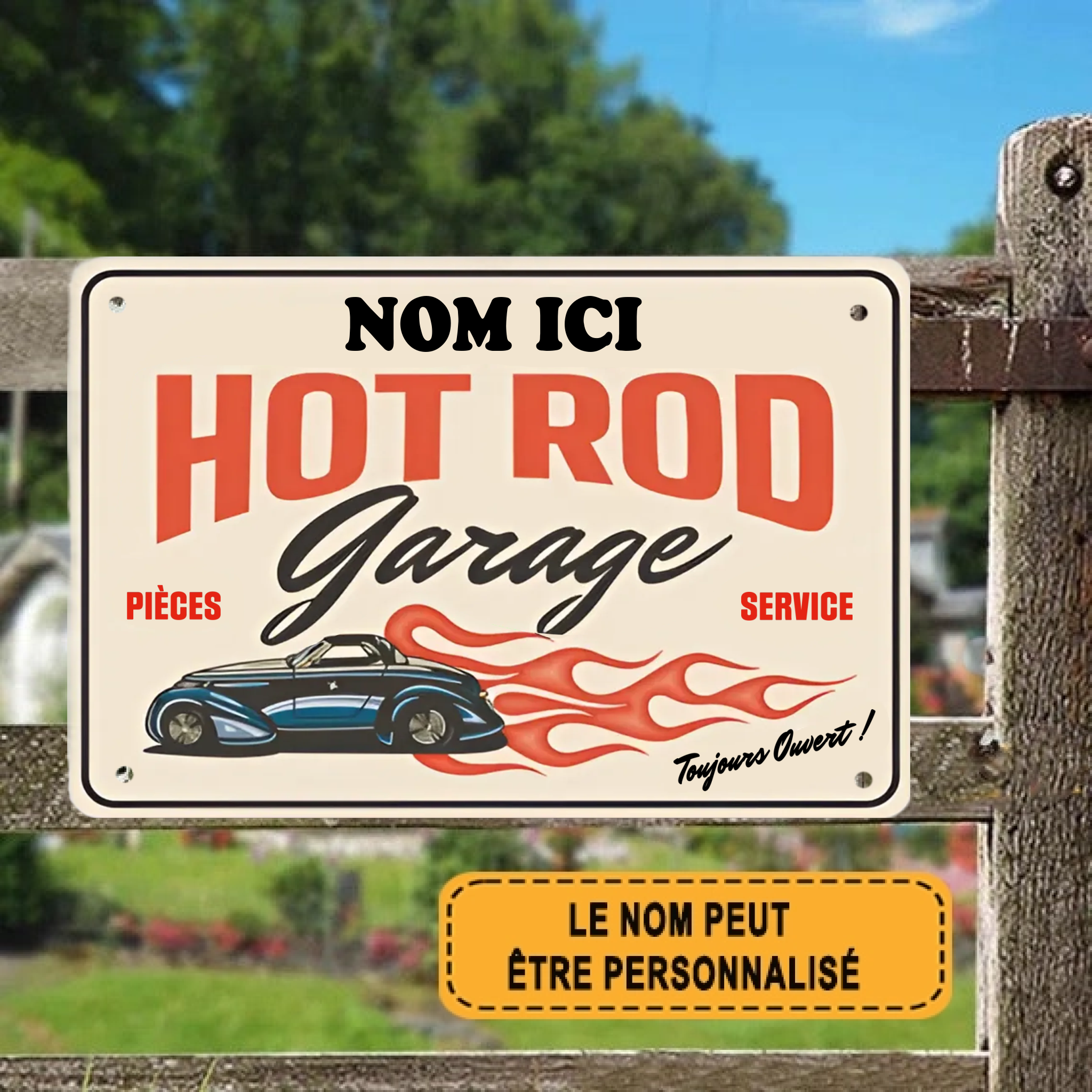 Hot Rod Toujours Ouvert  1987 Personnalisé Enseigne En Métal