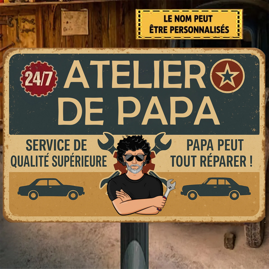 Atelier De Papa 1998 Personnalisé Enseigne En Métal