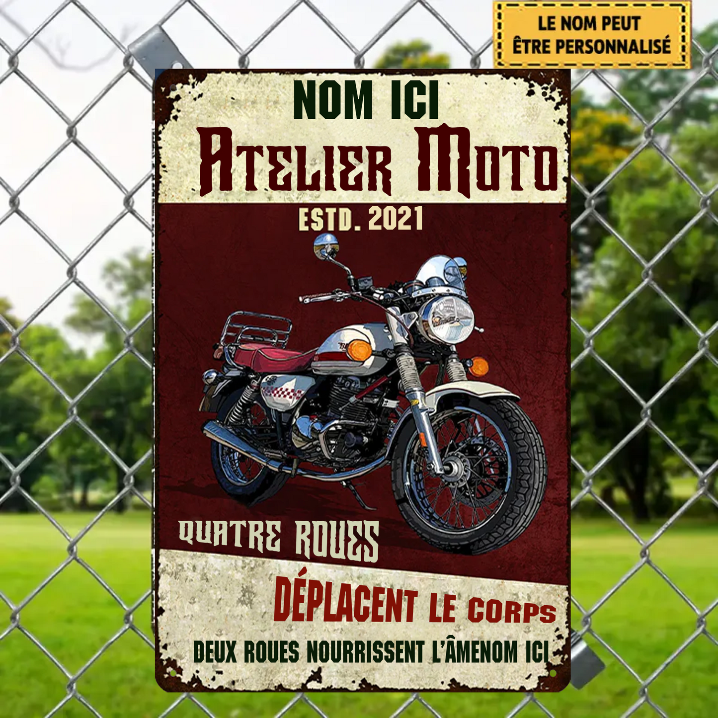 Atelier Moto 2002 Personnalisé Enseigne En Métal
