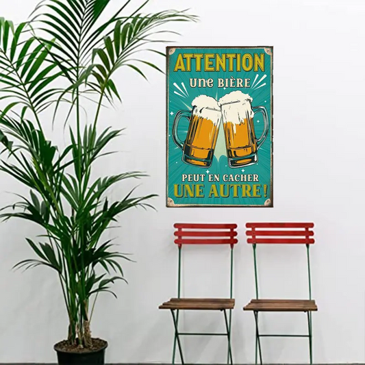 Attention Une Bière Peut En Cacher 2129 Personnalisé Enseigne En Métal