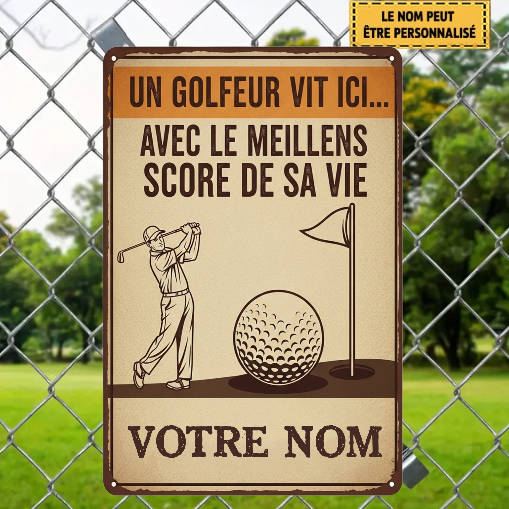 A Golfer Lives Here With Custom 2161 Metal Sign