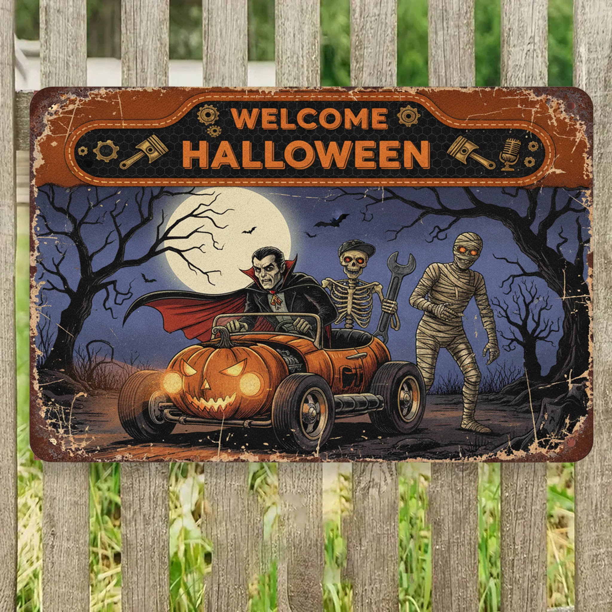 Welcome Halloween 2181 Enseigne métallique personnalisée