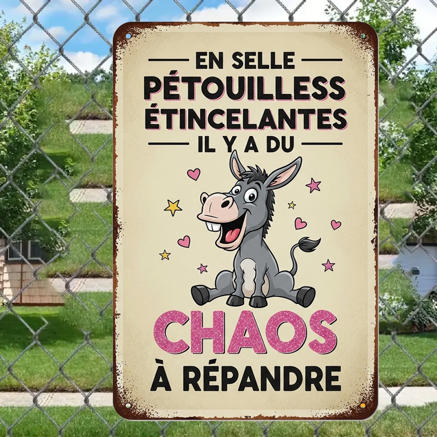 En Selle Pétouilless Étincelantes 2182 Personnalisé Enseigne En Métal