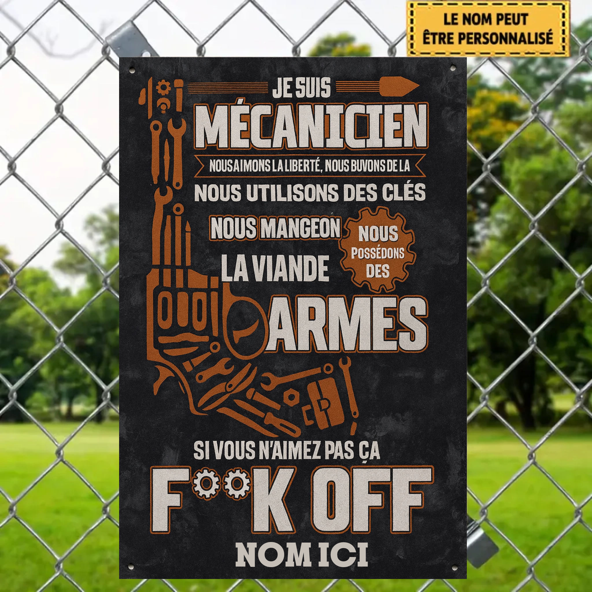 Je Suis Mécanicien 2203 Personnalisé Enseigne En Métal