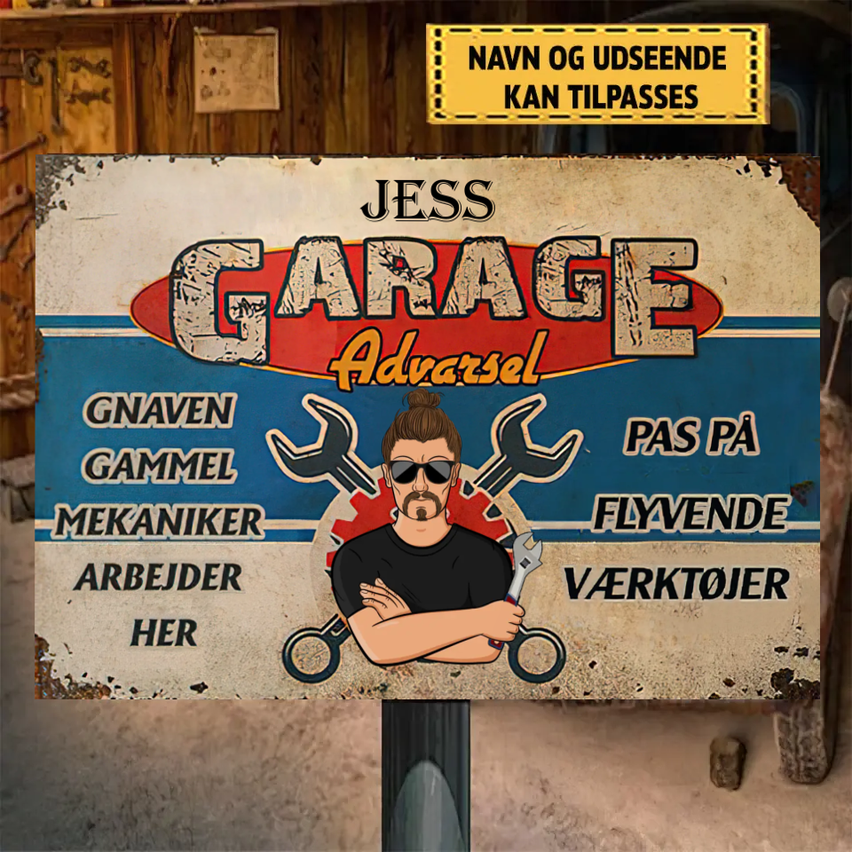 Garage Flyvende Værktøj Personligt metalskilt