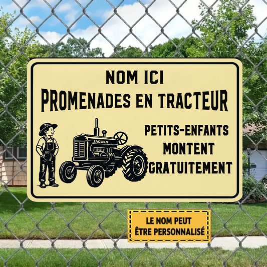 Promenades En Tracteur 1983 Personnalisé Enseigne En Métal