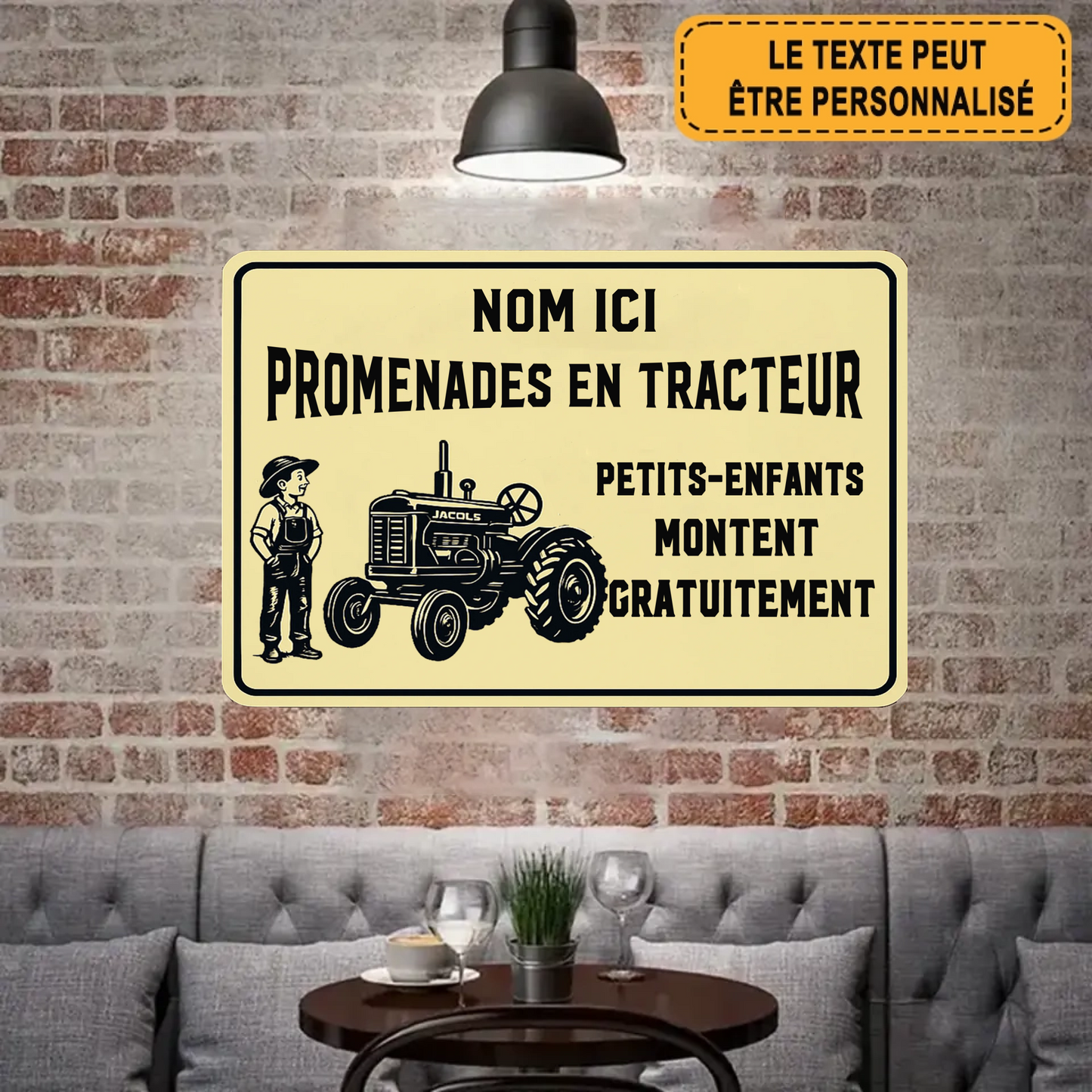 Promenades En Tracteur 1983 Personnalisé Enseigne En Métal