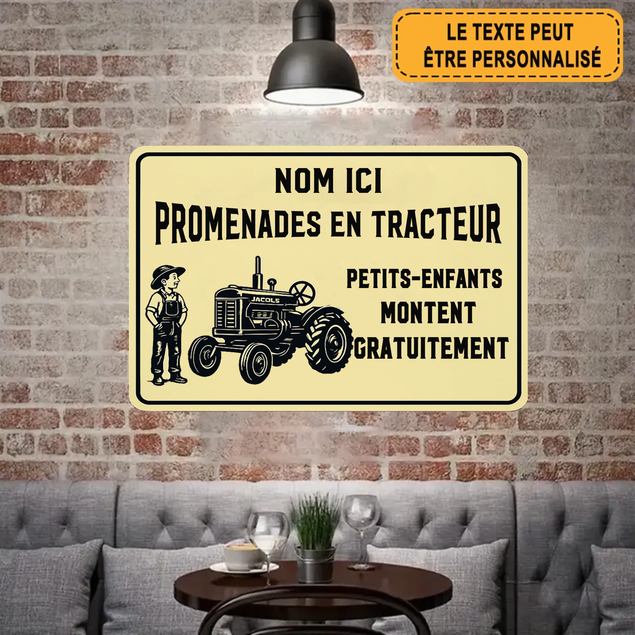 Promenades En Tracteur 1983 Personnalisé Enseigne En Métal