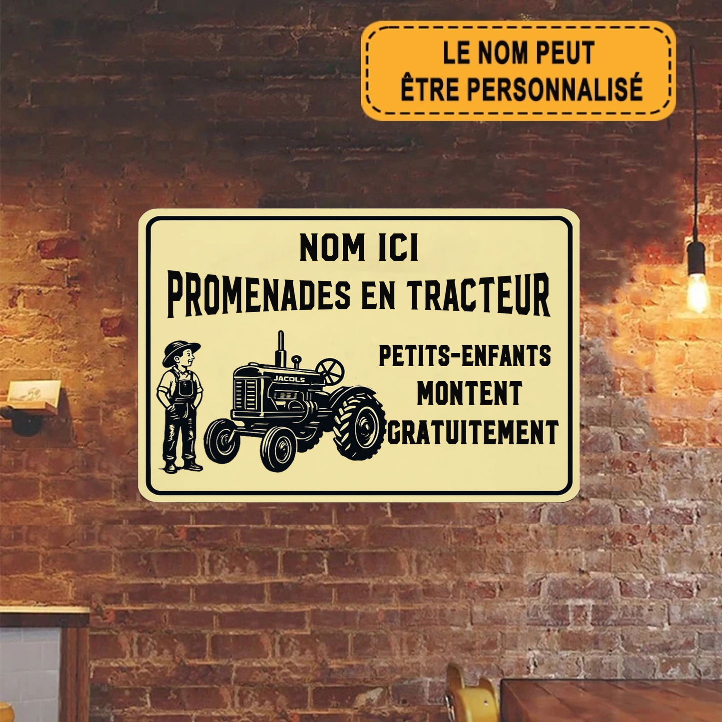 Promenades En Tracteur 1983 Personnalisé Enseigne En Métal