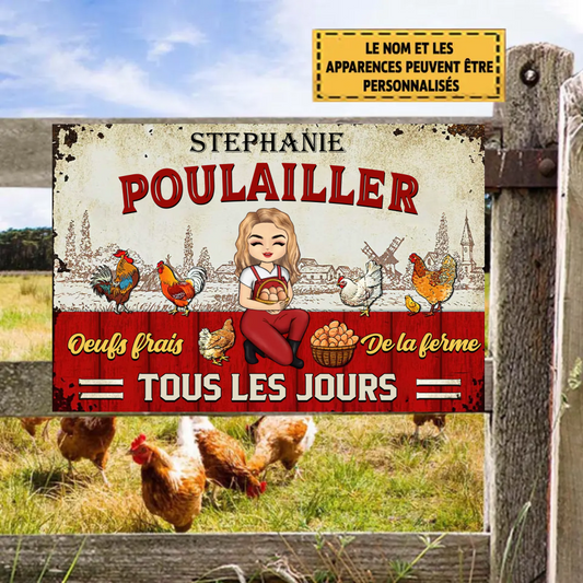 Poulailler, Oeufs Frais De La Ferme Tous Les Jours 13 Enseigne En Métal Personnalisée