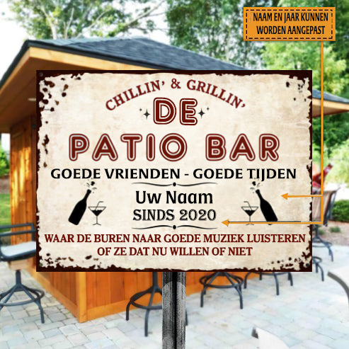 De Patio Bar Goede Vrienden - Goede Tijden Klassiek metalen bord