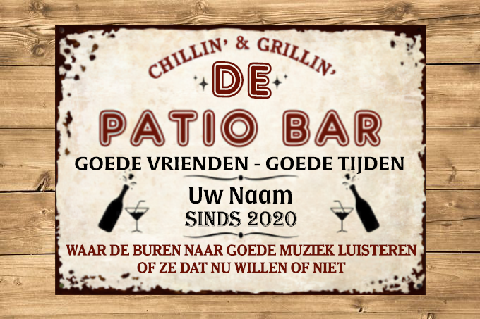 De Patio Bar Goede Vrienden - Goede Tijden Klassiek metalen bord