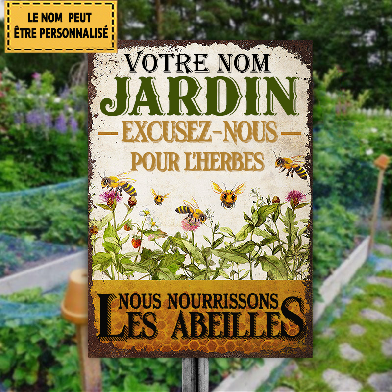 Jardin Excusez-nous pour les mauvaises herbes Plaque Métallique Classique