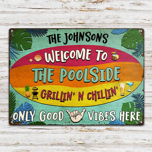 Patio Only Good Vibes Here - Backyard Decoration - Personalized Custom Classic Metal Signs