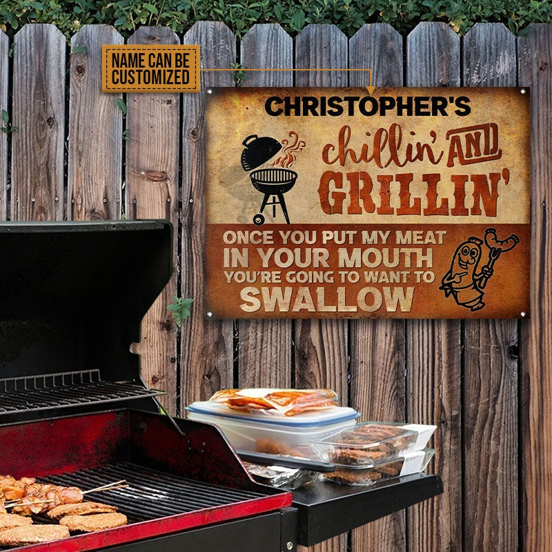 Personalisierte BBQ Once You Put My Meat Personalisierte klassische Metallschilder