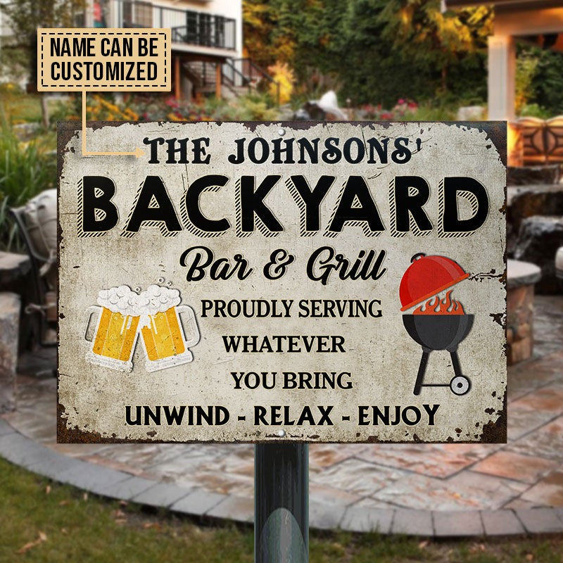 Personalized Backyard Grilling Whatever You Bring Customized Classic Metal Signs