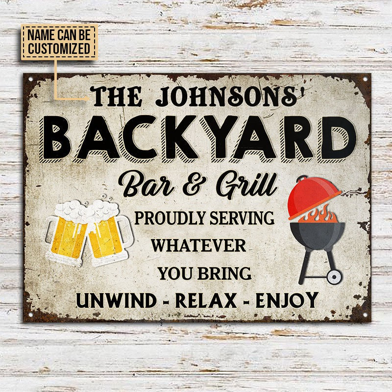 Personalized Backyard Grilling Whatever You Bring Customized Classic Metal Signs