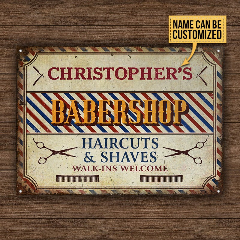 Personalisierte Barbershop Walk-ins Willkommen individuelle klassische Metallschilder