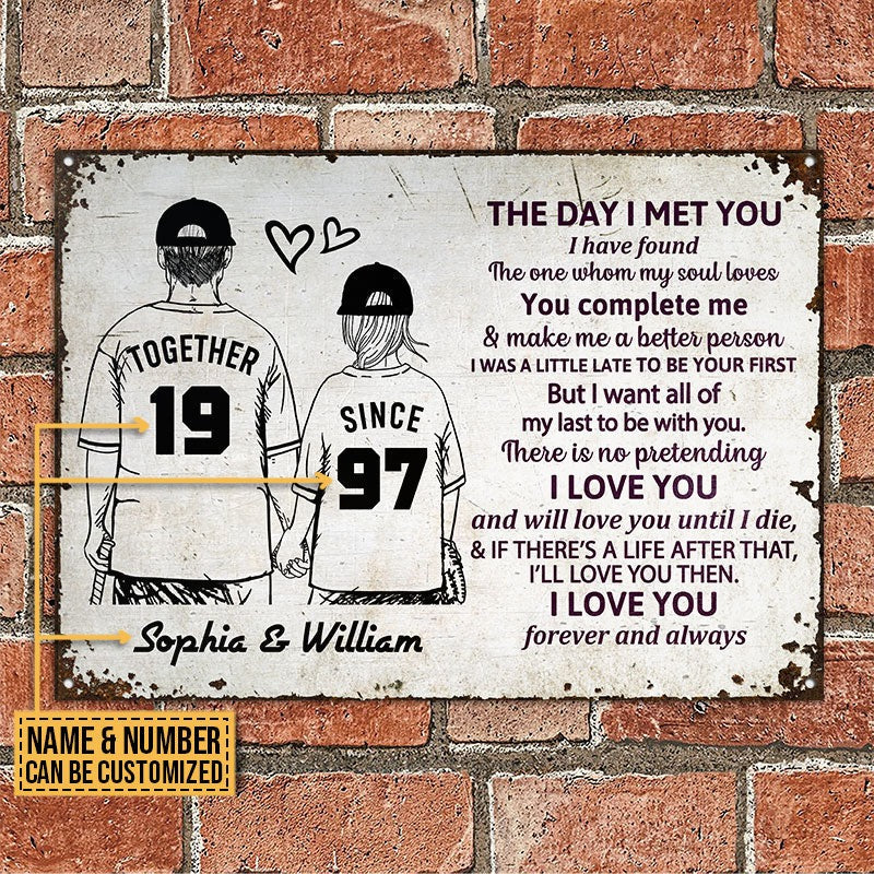 Personalisierte Baseball Together Since Young Personalisierte klassische Metallschilder