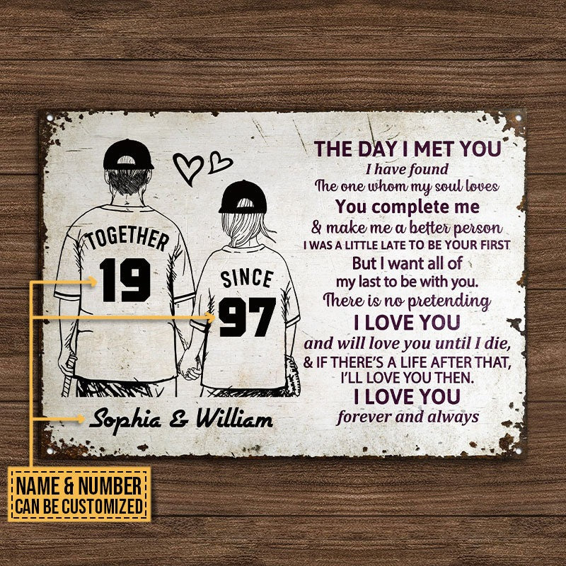 Personalized Baseball Together Since Young Customized Classic Metal Signs