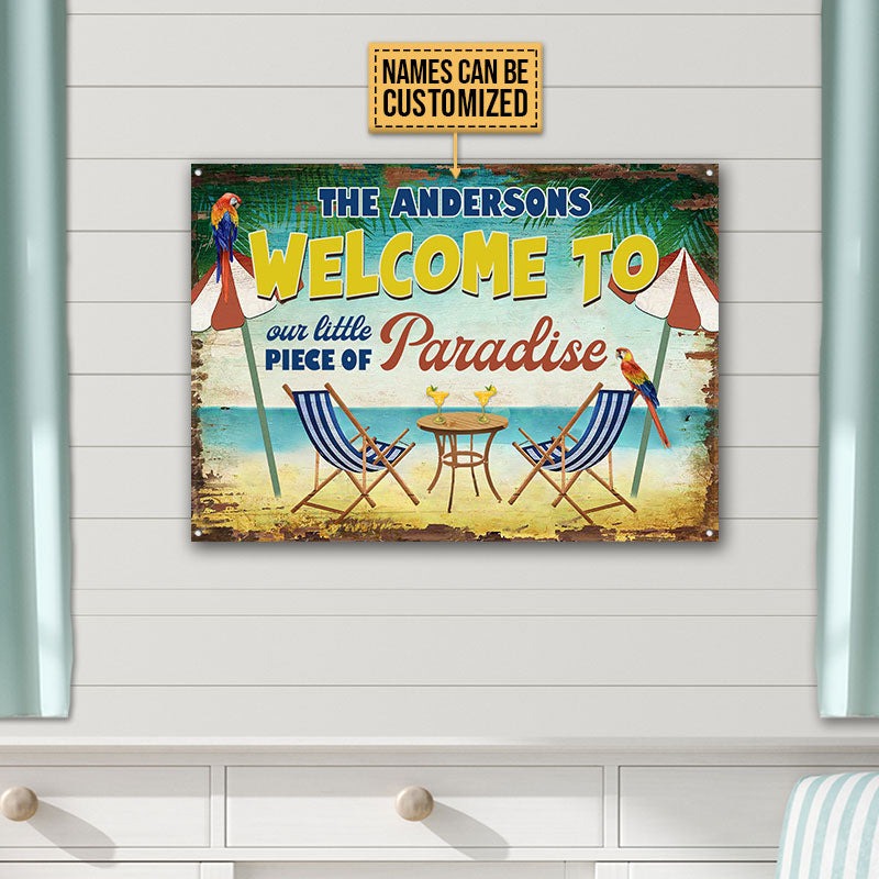 Personalized Beach A Little Peace Of Paradise Customized Classic Metal Signs