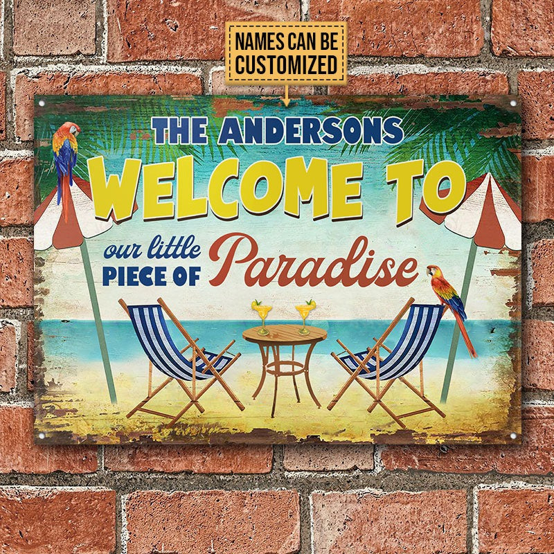 Personalized Beach A Little Peace Of Paradise Customized Classic Metal Signs