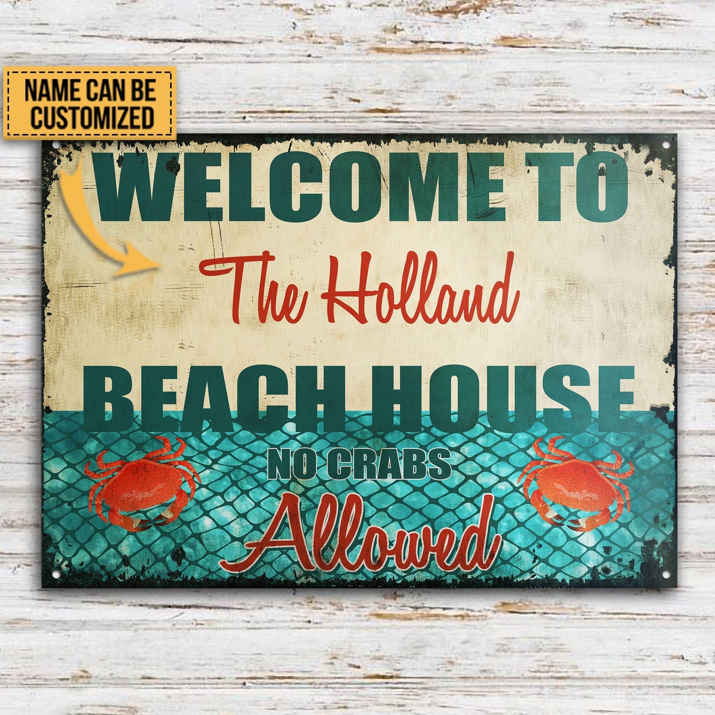 Personalized Beach No Crabs Customized Classic Metal Signs