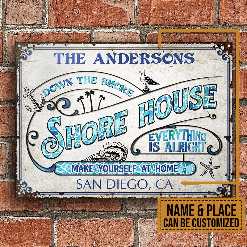 Personalized Beach Shore House Customized Classic Metal Signs