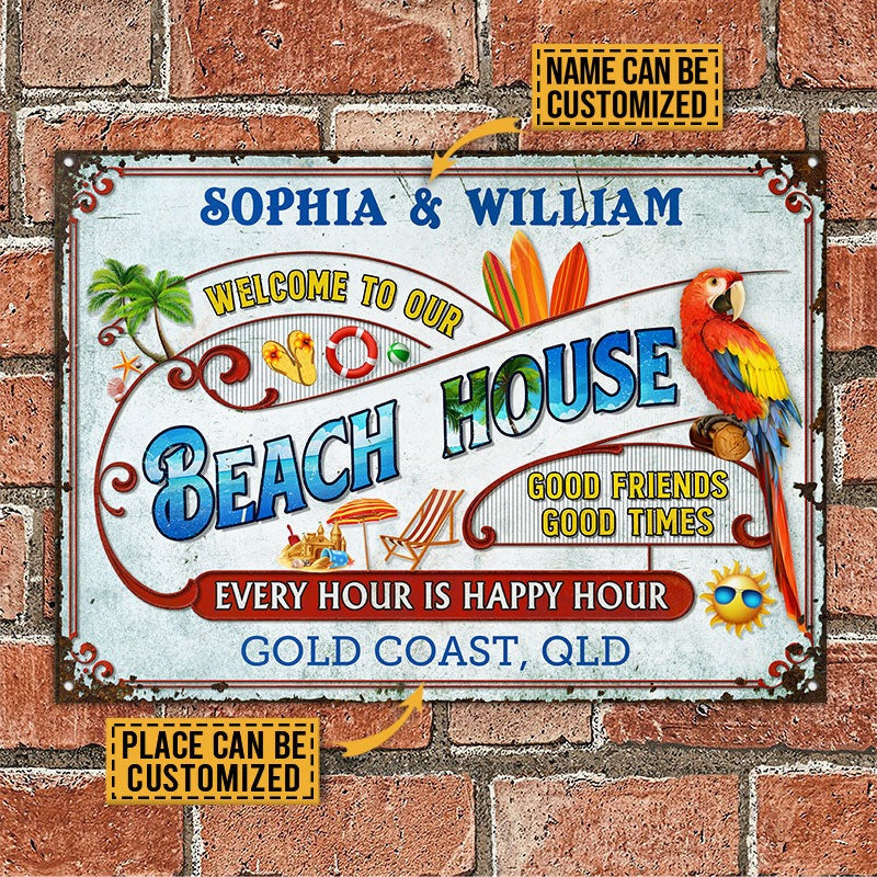 Personalized Beach Surfing Beach House Customized Classic Metal Signs