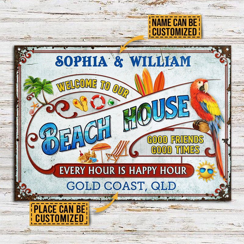 Personalized Beach Surfing Beach House Customized Classic Metal Signs