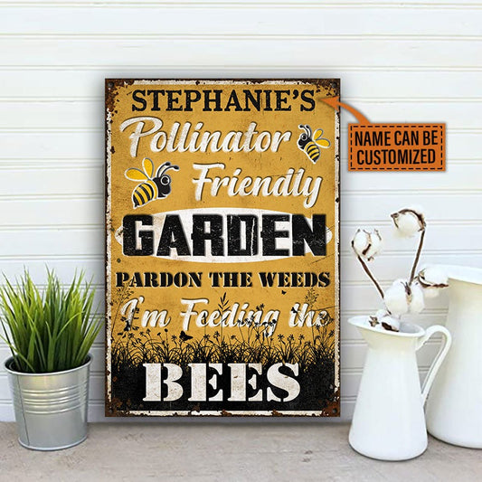 Personalized Bee Garden Pollinator Friendly Customized Classic Metal Signs