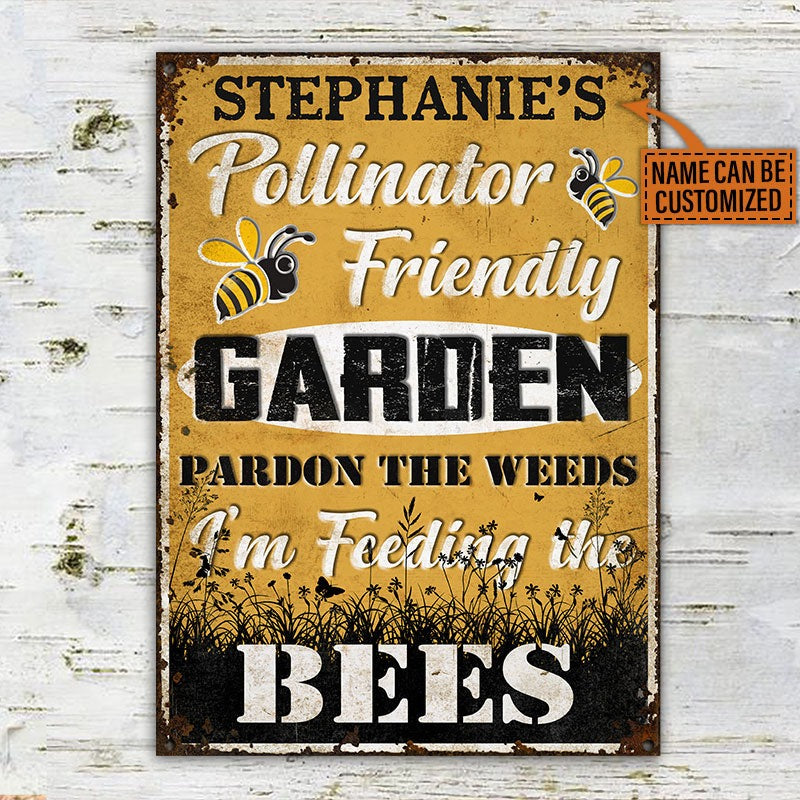 Personalized Bee Garden Pollinator Friendly Customized Classic Metal Signs