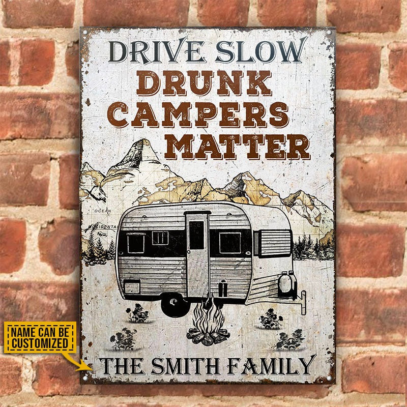 Personalized Camping Drunk Camper Customized Classic Metal Signs