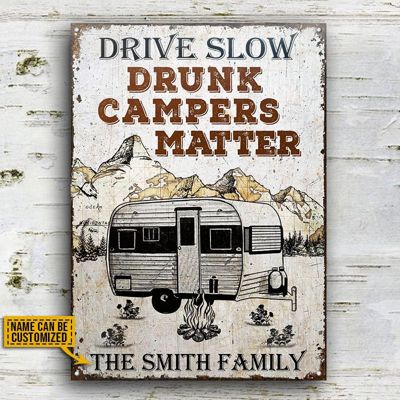 Personalized Camping Drunk Camper Customized Classic Metal Signs