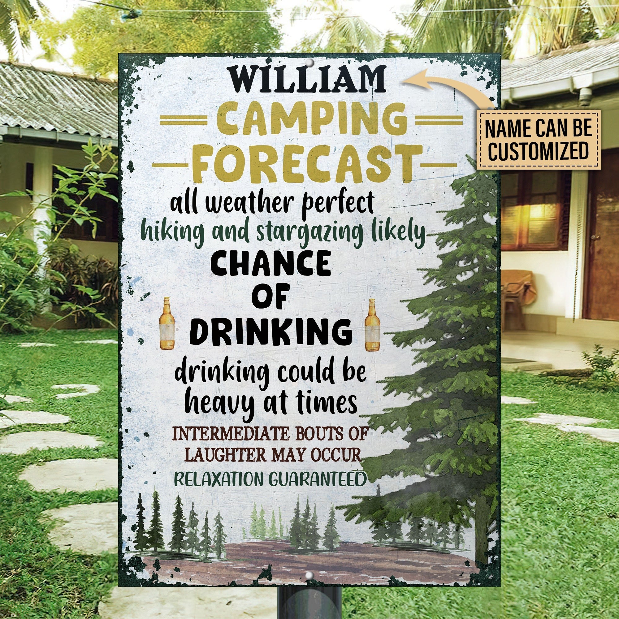 Interchapter Weekend Signs Personalized Camping Weekend Forecast Customized Classic Metal Signs ...
