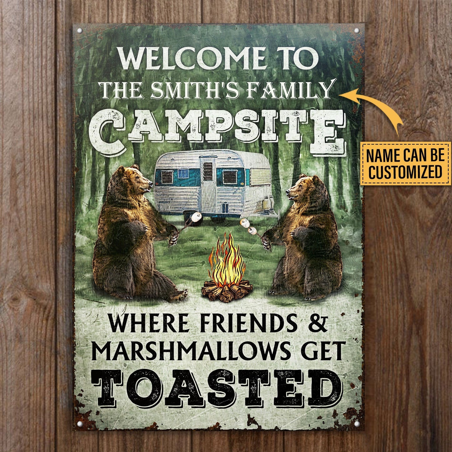 Personalized Camping Welcome To Campfire Customized Classic Metal Signs