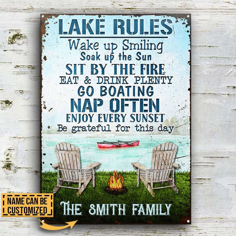 Personalized Canoeing Lake Rules Custom Metal Signs