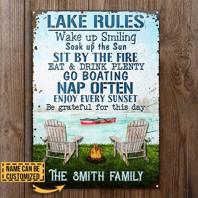 Personalized Canoeing Lake Rules Custom Metal Signs