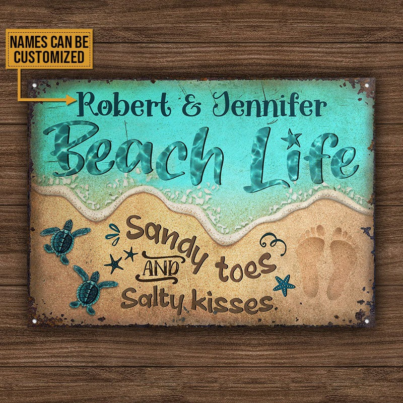 Personalized Dog Beach Life Sandy Toes Customized Classic Metal Signs