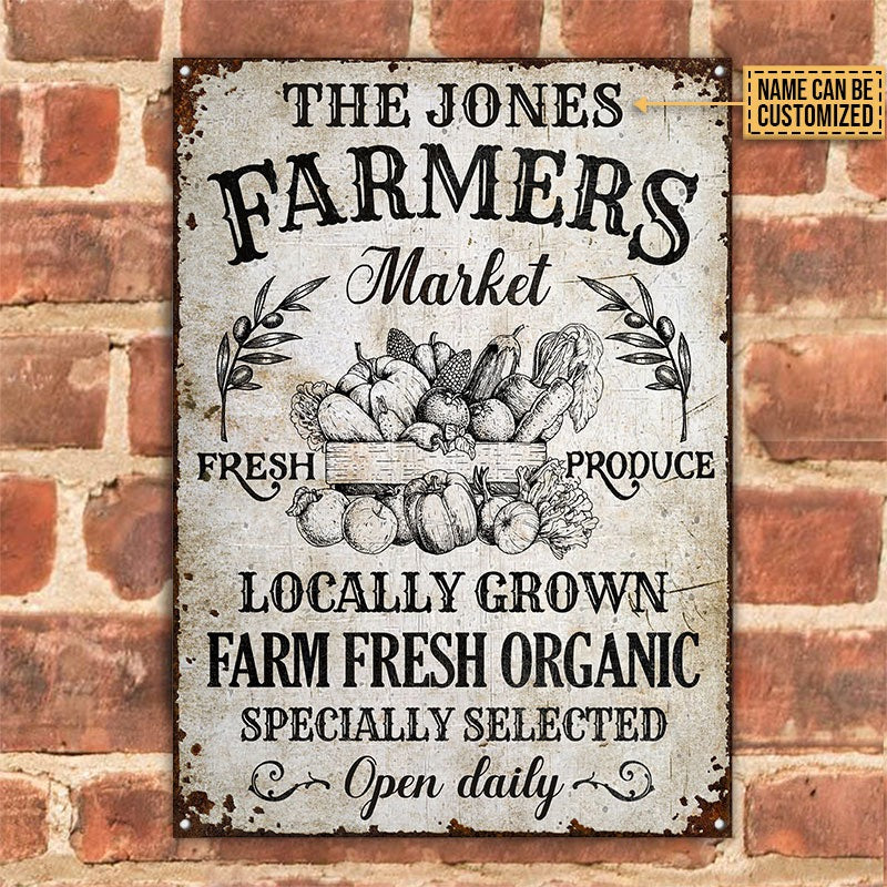 Personalized Farm Farmers Market Fresh Organic Customized Classic Metal Signs