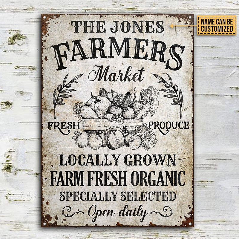 Personalized Farm Farmers Market Fresh Organic Customized Classic Metal Signs