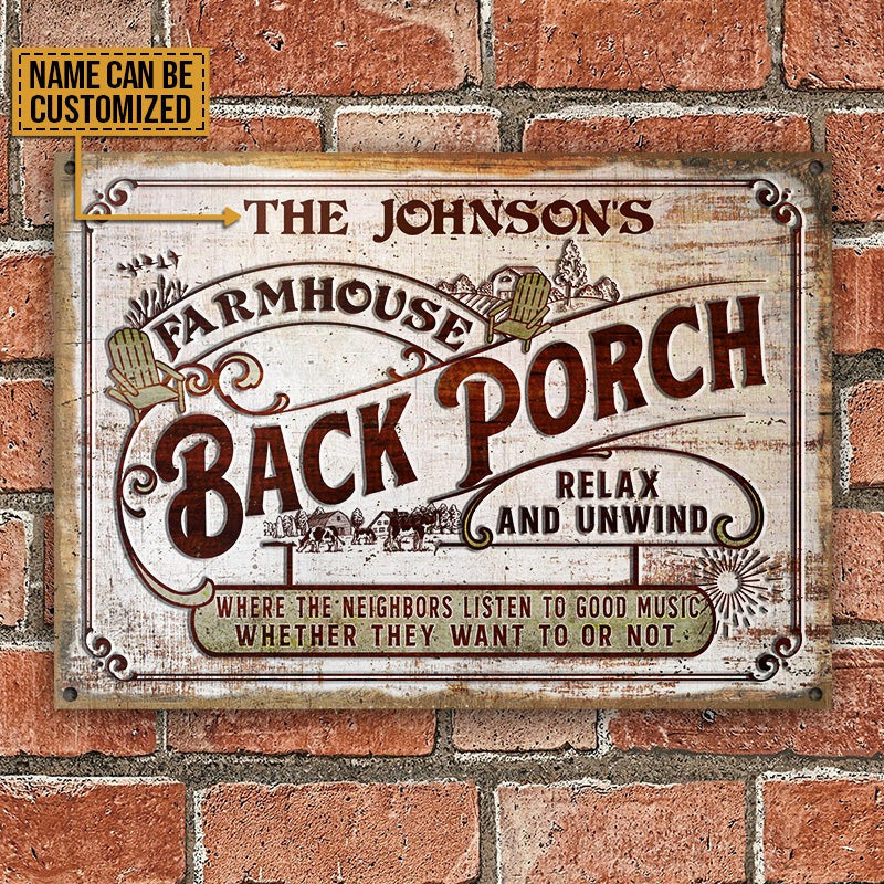 Personalized Farmhouse Back Porch Customized Classic Metal Signs