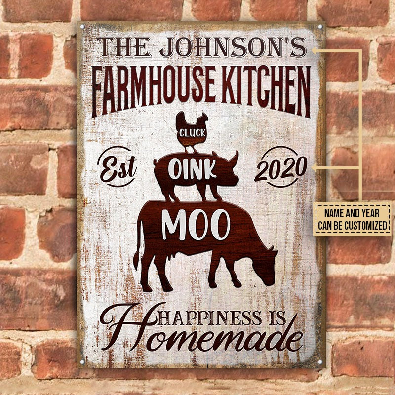 Personalized Farmhouse Kitchen Homemade Customized Classic Metal Signs